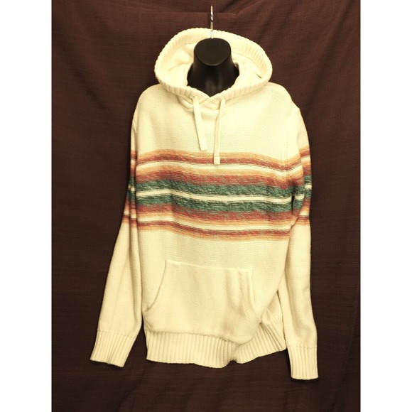 American Eagle Outfitters Other - American Eagle AE White Striped Sweater Hoodie - Kangaroo pocket - Men's size L